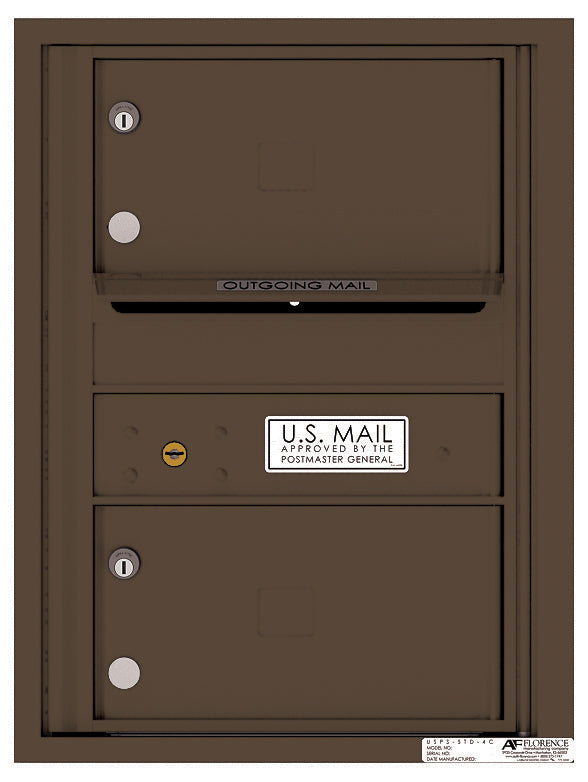 4C Commercial Mailbox, Wall Mt. USPS Approved, Total Tenant compartments 2