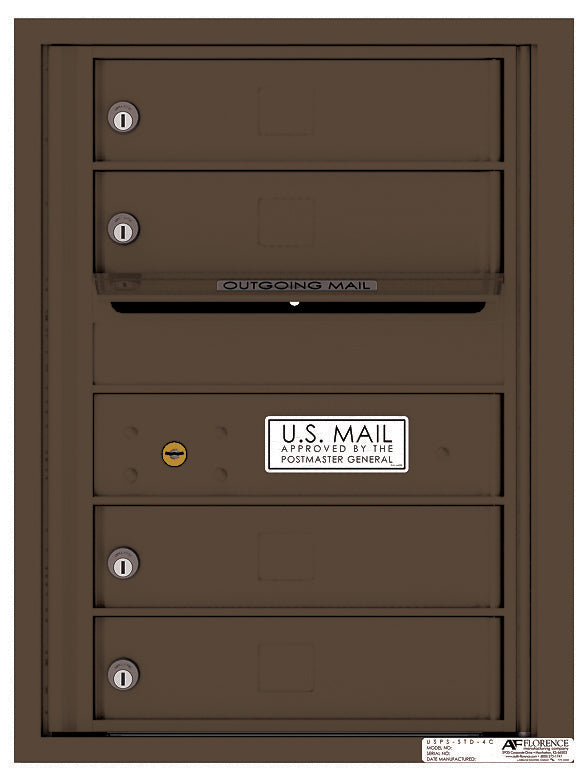 4C Commercial Mailbox, Wall Mt. USPS Approved, Total Tenant compartments 4