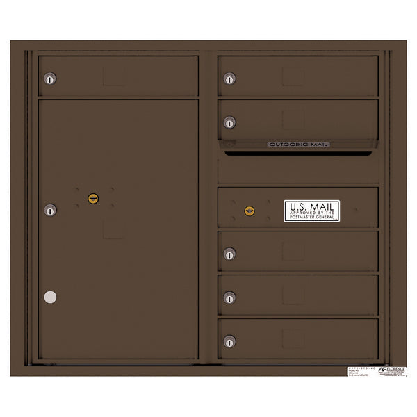 4C Commercial Mailbox, Wall Mt. USPS Approved, Total Tenant compartments 6, Total Parcel Lockers 1