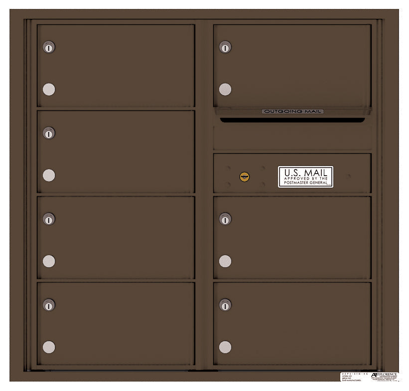 4C Commercial Mailbox, Wall Mt. USPS Approved, Total Tenant compartments 7