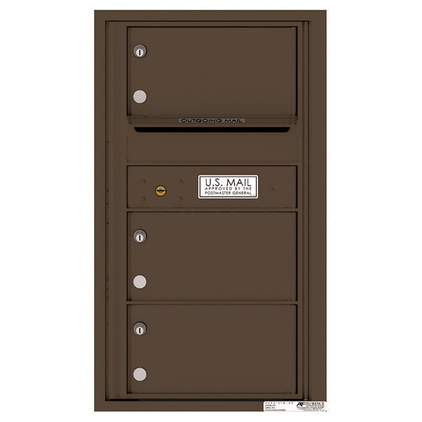 4C Commercial Mailbox, Wall Mt. USPS Approved, Total Tenant compartments 3