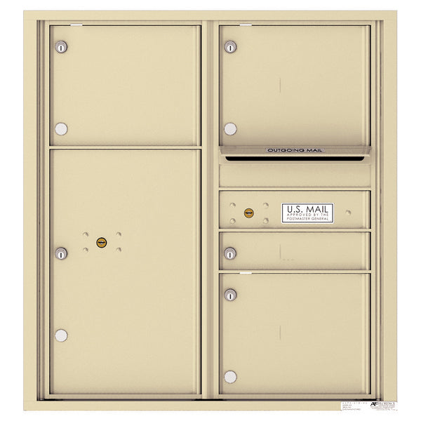 4C Commercial Mailbox, Wall Mt. USPS Approved, Total Tenant compartments 4, Total Parcel Lockers 1