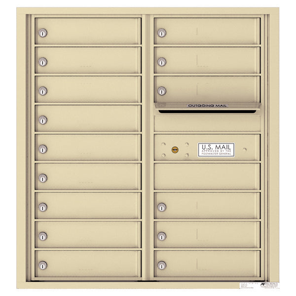 4C Commercial Mailbox, Wall Mt. USPS Approved, Total Tenant compartments 15