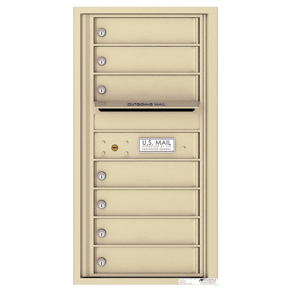 4C Commercial Mailbox, Wall Mt. USPS Approved, Total Tenant compartments 7