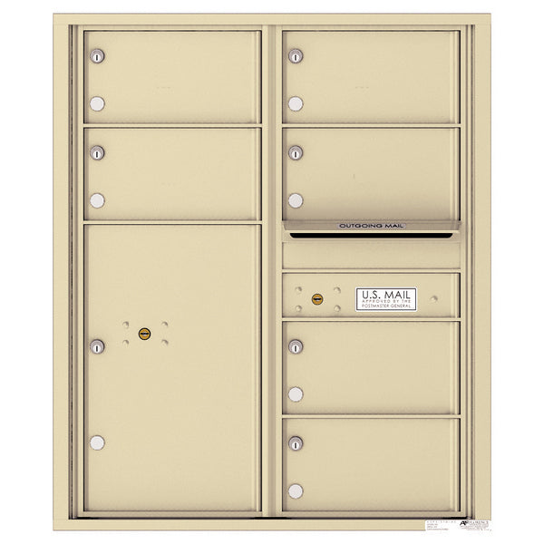 4C Commercial Mailbox, Wall Mt. USPS Approved, Total Tenant compartments 6, Total Parcel Lockers 1