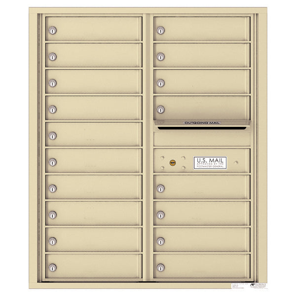 4C Commercial Mailbox, Wall Mt. USPS Approved, Total Tenant compartments 18