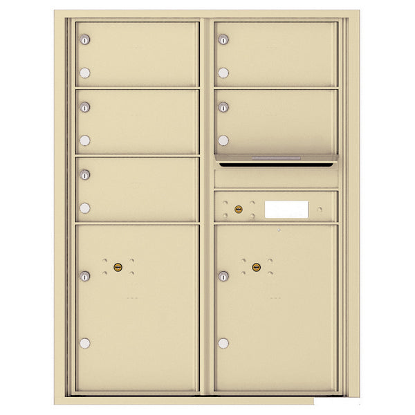 4C Commercial Mailbox, Wall Mt. USPS Approved, Total Tenant compartments 5, Total Parcel Lockers 2