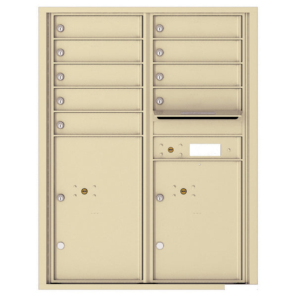 4C Commercial Mailbox, Wall Mt. USPS Approved, Total Tenant compartments 9, Total Parcel Lockers 2