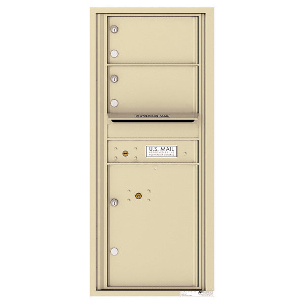 4C Commercial Mailbox, Wall Mt. USPS Approved, Total Tenant compartments 2, Total Parcel Lockers 1
