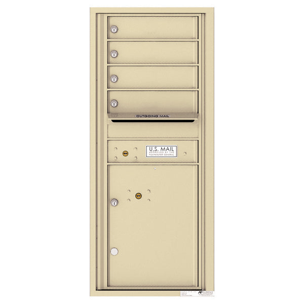 4C Commercial Mailbox, Wall Mt. USPS Approved, Total Tenant compartments 4, Total Parcel Lockers 1