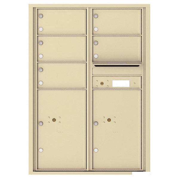 4C Commercial Mailbox, Wall Mt. USPS Approved, Total Tenant compartments 5, Total Parcel Lockers 2