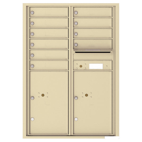 4C Commercial Mailbox, Wall Mt. USPS Approved, Total Tenant compartments 10, Total Parcel Lockers 2