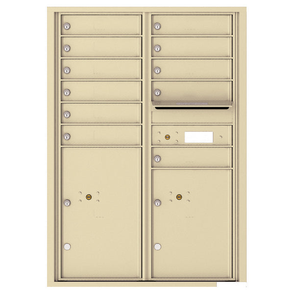 4C Commercial Mailbox, Wall Mt. USPS Approved, Total Tenant compartments 11, Total Parcel Lockers 2
