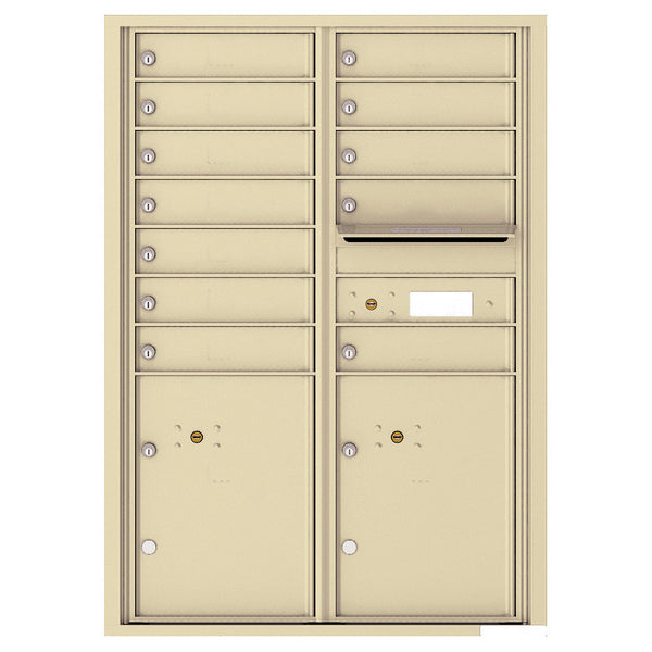 4C Commercial Mailbox, Wall Mt. USPS Approved, Total Tenant compartments 12, Total Parcel Lockers 2