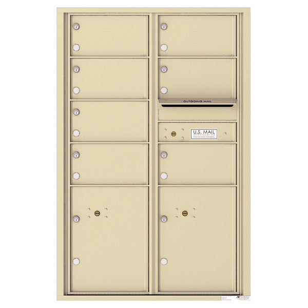 4C Commercial Mailbox, Wall Mt. USPS Approved, Total Tenant compartments 7, Total Parcel Lockers 2