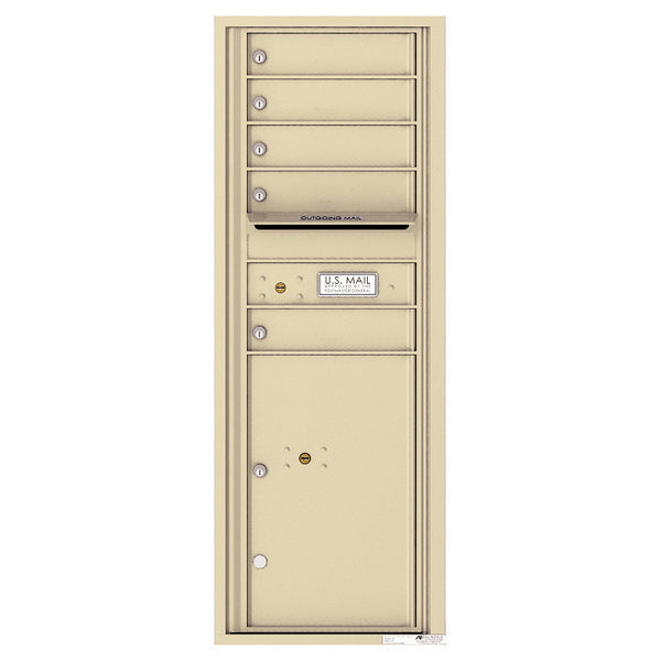 4C Commercial Mailbox, Wall Mt. USPS Approved, Total Tenant compartments 5, Total Parcel Lockers 1