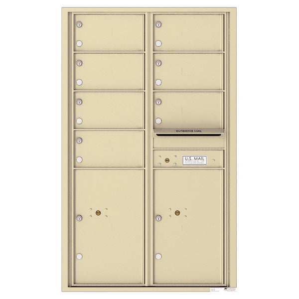 4C Commercial Mailbox, Wall Mt. USPS Approved, Total Tenant compartments 7, Total Parcel Lockers 2