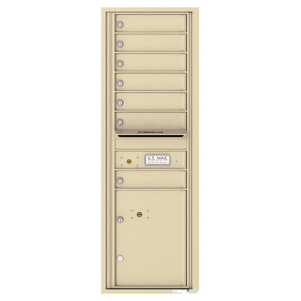 4C Commercial Mailbox, Wall Mt. USPS Approved, Total Tenant compartments 7, Total Parcel Lockers 1