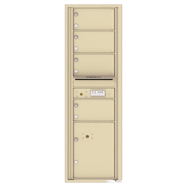 4C Commercial Mailbox, Wall Mt. USPS Approved, Total Tenant compartments 4, Total Parcel Lockers 1