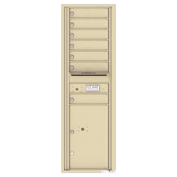 4C Commercial Mailbox, Wall Mt. USPS Approved, Total Tenant compartments 7, Total Parcel Lockers 1