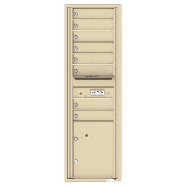 4C Commercial Mailbox, Wall Mt. USPS Approved, Total Tenant compartments 8, Total Parcel Lockers 1