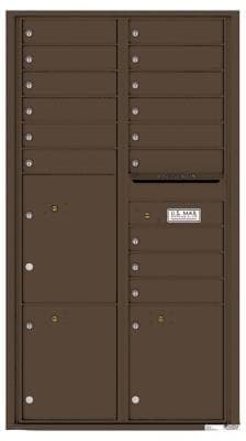4C Commercial Mailbox, Wall Mt. USPS Approved, Total Tenant compartments 15, Total Parcel Lockers 3