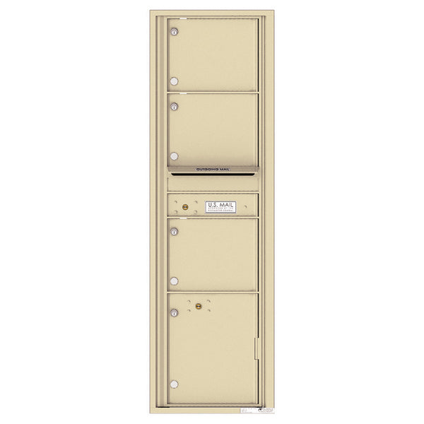 4C Commercial Mailbox, Wall Mt. USPS Approved, Total Tenant compartments 3, Total Parcel Lockers 1