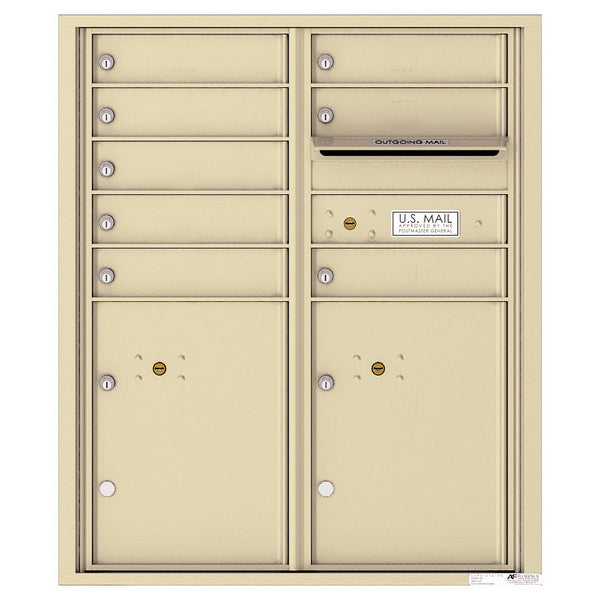 4C Commercial Mailbox, Wall Mt. USPS Approved, Total Tenant compartments 8, Total Parcel Lockers 2