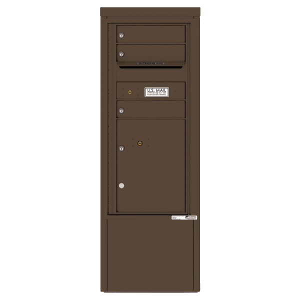 4C Commercial Mailbox, Free Standing, USPS Approved, Total Tenant compartments 3, Total Parcel Lockers 1