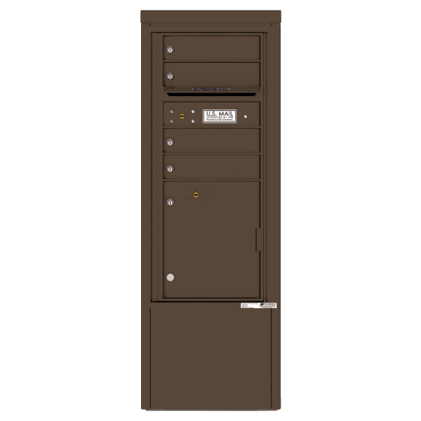 4C Commercial Mailbox, Free Standing, USPS Approved, Total Tenant compartments 4, Total Parcel Lockers 1