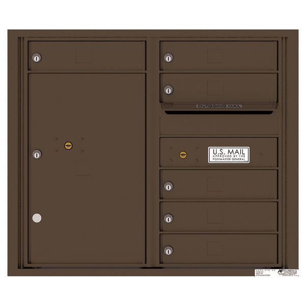 4C Commercial Mailbox, Wall Mt. USPS Approved, Total Tenant compartments  6, Total Parcel Lockers  1