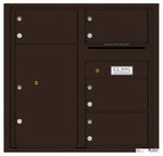 4C Commercial Mailbox, Wall Mt. USPS Approved, Total Tenant compartments  4, Total Parcel Lockers  1