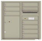 4C Commercial Mailbox, Wall Mt. USPS Approved, Total Tenant compartments  9, Total Parcel Lockers  1