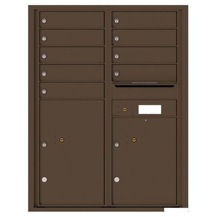 4C Commercial Mailbox, Wall Mt. USPS Approved, Total Tenant compartments  9, Total Parcel Lockers  2