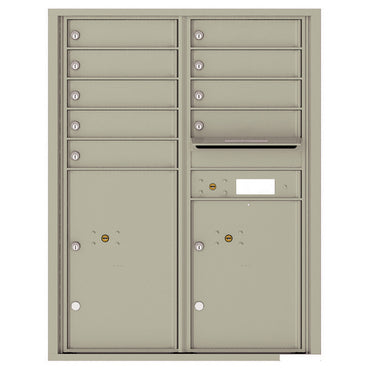 4C Commercial Mailbox, Wall Mt. USPS Approved, Total Tenant compartments  9, Total Parcel Lockers  2