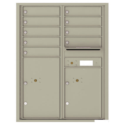 4C Commercial Mailbox, Wall Mt. USPS Approved, Total Tenant compartments  9, Total Parcel Lockers  2