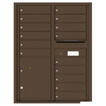 4C Commercial Mailbox, Wall Mt. USPS Approved, Total Tenant compartments  15, Total Parcel Lockers  1