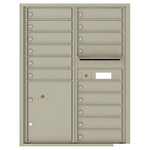 4C Commercial Mailbox, Wall Mt. USPS Approved, Total Tenant compartments  15, Total Parcel Lockers  1