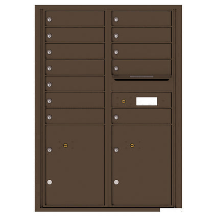 4C Commercial Mailbox, Wall Mt. USPS Approved, Total Tenant compartments  12, Total Parcel Lockers  2