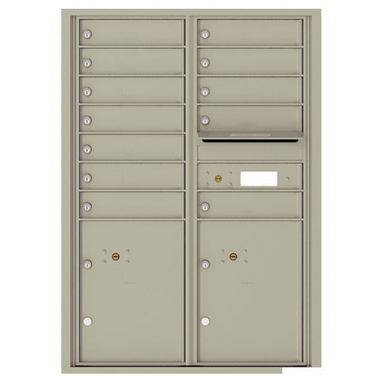 4C Commercial Mailbox, Wall Mt. USPS Approved, Total Tenant compartments  12, Total Parcel Lockers  2