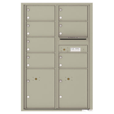 4C Commercial Mailbox, Wall Mt. USPS Approved, Total Tenant compartments  7, Total Parcel Lockers  2