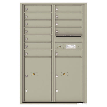 4C Commercial Mailbox, Wall Mt. USPS Approved, Total Tenant compartments  12, Total Parcel Lockers  2