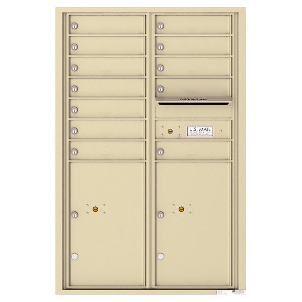 4C Commercial Mailbox, Wall Mt. USPS Approved, Total Tenant compartments  12, Total Parcel Lockers  2