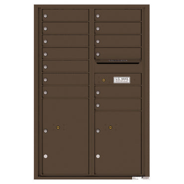 4C Commercial Mailbox, Wall Mt. USPS Approved, Total Tenant compartments  13, Total Parcel Lockers  2