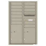 4C Commercial Mailbox, Wall Mt. USPS Approved, Total Tenant compartments  13, Total Parcel Lockers  2