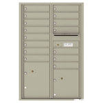 4C Commercial Mailbox, Wall Mt. USPS Approved, Total Tenant compartments  15, Total Parcel Lockers  2