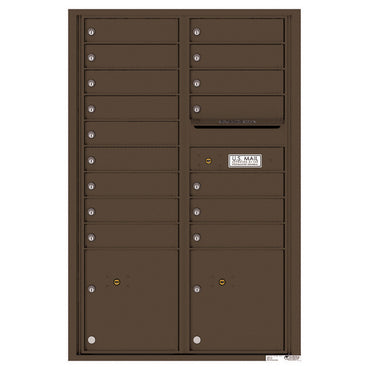 4C Commercial Mailbox, Wall Mt. USPS Approved, Total Tenant compartments  16, Total Parcel Lockers  2