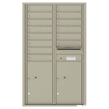 4C Commercial Mailbox, Wall Mt. USPS Approved, Total Tenant compartments  14, Total Parcel Lockers  2