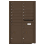 4C Commercial Mailbox, Wall Mt. USPS Approved, Total Tenant compartments  15, Total Parcel Lockers  2