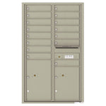 4C Commercial Mailbox, Wall Mt. USPS Approved, Total Tenant compartments  15, Total Parcel Lockers  2